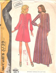 3739 McCalls Pounds Thinner Tuck Pleat Underlay Long Sleeve Dress or Caftan pattern 14 36B Uncut